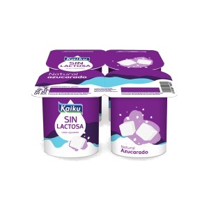 YOGUR KAIKU SIN LACTOSA NATURAL AZUCARADO PACK 4X125 GRS