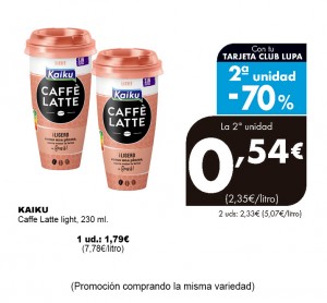 CAFFE LATTE KAIKU LIGHT 230 ML.