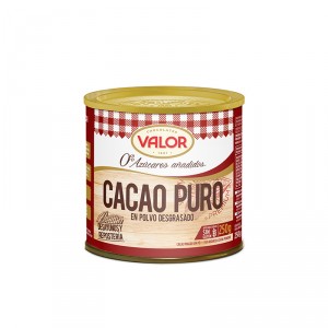 CACAO VALOR PURO EN POLVO SIN AZUCAR BOTE 250 GRS