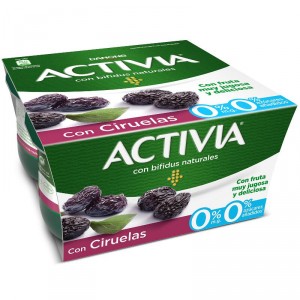 YOGUR DANONE ACTIVIA DESNATADO CON CIRUELAS P-4 X 120 GRS