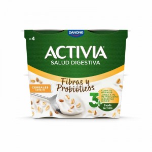 YOGUR ACTIVIA FIBRAS CON CEREALES PACK 4 UNDS X 115 GRS