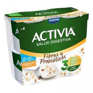 YOGUR ACTIVIA 0% FIBRAS CON CEREALES PACK 4 UNDS X 115 GRS