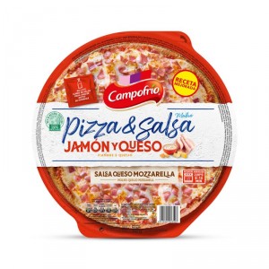 PIZZA CAMPOFRIO JAMON/QUESO MASA FINA CON SALSA 360 GRS