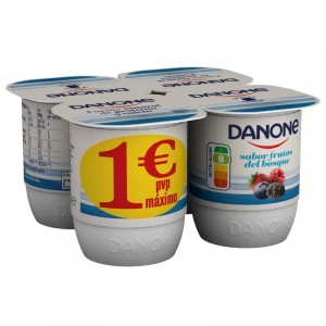 YOGUR DANONE SABOR FRUTOS DEL BOSQUE PACK 4 UNDS X 120 GRS