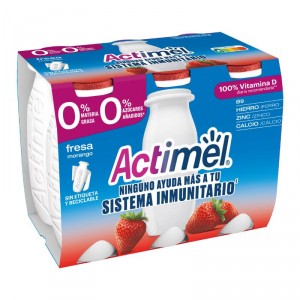 YOGUR DANONE ACTIMEL DESNATADO FRESA PACK 6 UNDS X 100 GR.