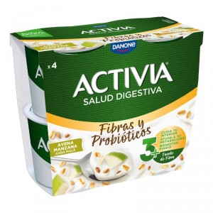 YOGUR ACTIVIA FIBRAS AVENA Y MANZANA P-4 UNDS X 115 GRS