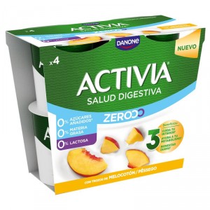 YOGUR DANONE ACTIVIA TRIPLE 0% MELOCOTON PACK-4 X 120 GRS