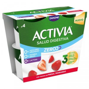 YOGUR DANONE ACTIVIA TRIPLE 0% FRESA PACK-4 X 120 GRS