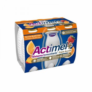 YOGUR DANONE ACTIMEL MULTIFRUTAS NARANJA P-6 UNDS X 100GRS