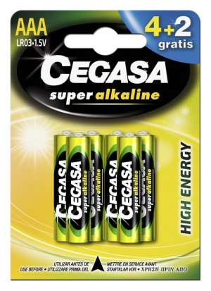 PILA CEGASA S.ALCALINA LR03 PACK 4 UNDS + 2 UNDS