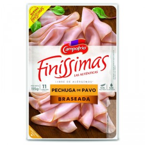 PECHUGA DE PAVO BRASEADA FINISSIMA CAMPOFRIO LONCHAS 115 GR.