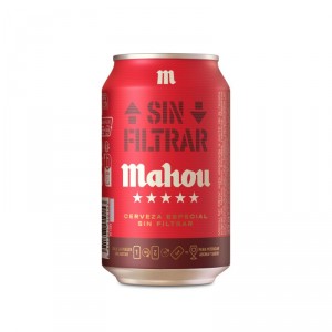 CERVEZA MAHOU 5 ESTRELLAS SIN FILTRAR LATA 33 CL.