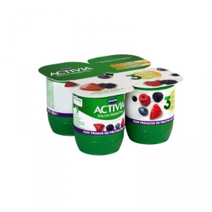 YOGUR DANONE ACTIVIA CON FRUTOS DEL BOSQUE PACK-4X120 GRS