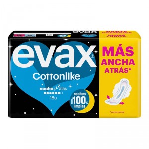 COMPRESA EVAX COTTONLIKE NOCHE ALAS 18 UNDS