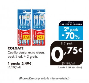 CEPILLO DENTAL COLGATE EXTRA CLEAN PACK 2 UNDS + 2 GRATIS