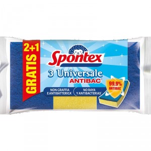 ESTROPAJO SPONTEX NO RAYA CON ESPONJA PACK 2+1 GRATIS.