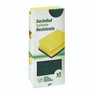 ESTROPAJO AM SUCIEDAD RESISTENTE CON ESPONJAS PACK 3 UND.