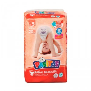 PAÑAL BRAGUITA PASITOS TALLA 5 12-18 KILOS 20 UND.