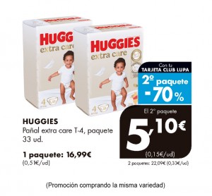 PAÑAL HUGGIES EXTRA CARE TALLA 4 (8-16 KILOS) 33 UNDS