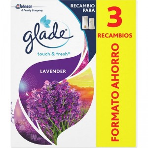 AMBIENTADOR GLADE 1 TOQUE RECAMBIO LAVANDA 3 UNIDADES