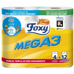 PAPEL HIGIENICO FOXY MEGA3 2 CAPAS 4 ROLLOS