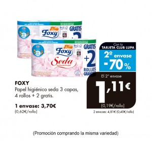 PAPEL HIGIENICO FOXY SEDA 3 CAPAS 4+2 ROLLOS