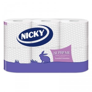 PAPEL HIGIENICO NICKY SUPREME 3 CAPAS 6 ROLLOS