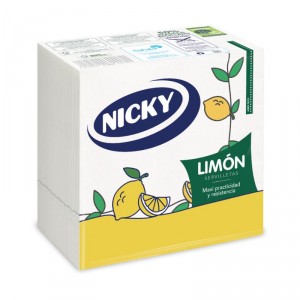 SERVILLETA NICKY LIMON 33X33 2 CAPAS 65 UNIDADES