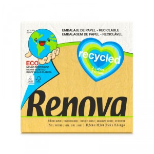 SERVILLETA RENOVA RECYCLED 39,5X39,5 2 CAPAS 40 UNIDADES