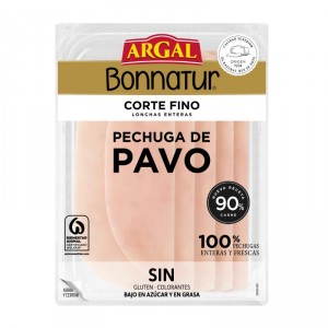 PECHUGA DE PAVO (90%)COR.FINO BONNATUR ARGAL LONCHAS 115 GRS