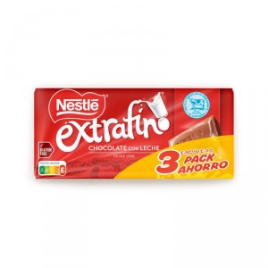 CHOCOLATE NESTLE C/LECHE EXTRAFINO PACK 3 UNDS X 125 GRS