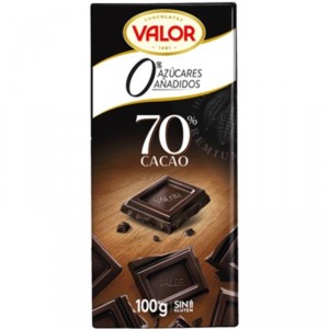 CHOCOLATE VALOR NEGRO 70% SIN AZUCAR 100 GRS