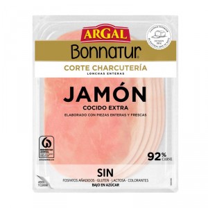 JAMON COCIDO (92%)CORTE FINO BONNATUR ARGAL LONCHAS 130 GRS.