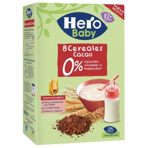 PAPILLA HERO BABY 8 CEREALES CACAO 340 GRS