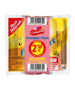 Salchichas Pavo Campofrio Frankfurt P-4 X 140 Grs