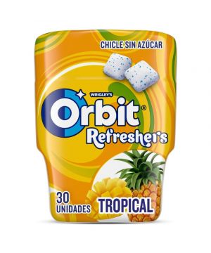 Chicle Orbit Refreshers Tropical 30 Grageas 67 Grs.