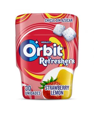 Chicle Orbit Refreshers Fresa Limon 30 Grageas 67 Grs.