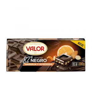 Chocolate Valor 82% Negro Con Naranja Y Almendra 200 Grs