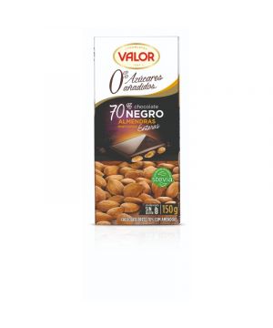 Chocolate Valor Negro 70% Con Almendras 0% Azucar Añad.150Gr