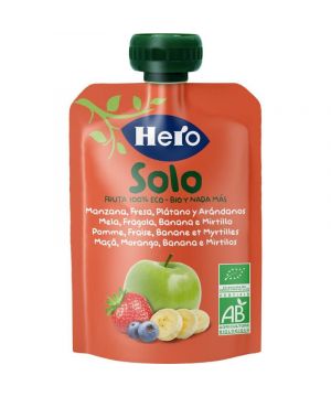 Bolsita Hero Fruta 100%Eco Manzana-Fresa-Platano-Arand.100Gr