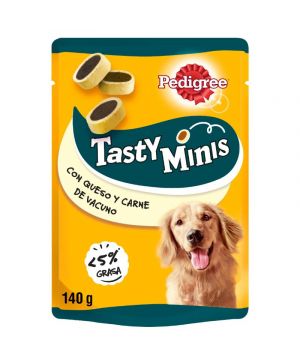 Alimento Pedigree Tasty Minis Queso Y Carne 140 Grs