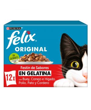 Alimento Felix Original Festin Sabores Gelatina 12X85 Grs.