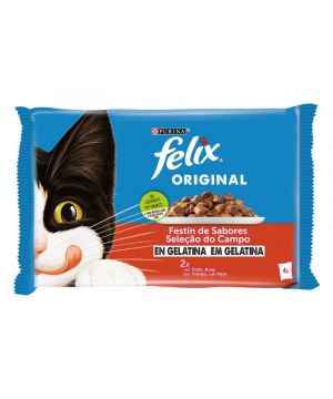 Alimento Felix Original Carnes Gelatina Gato Humedo 4X85Gr
