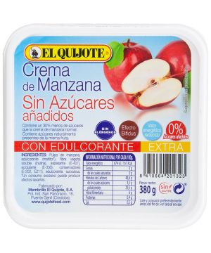 Crema Manzana El Quijote S/Azucares Añadidos Fiambrera 400Gr