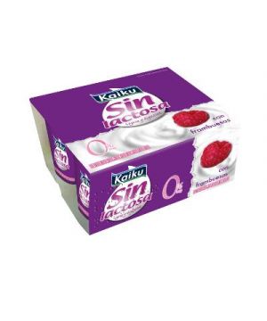 Yogur Kaiku Sin Lactosa C/Frambuesas Desnatado Pack-4X125Gr.