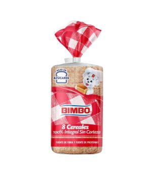 Pan Bimbo 8 Cereales Sin Corteza 450 Grs
