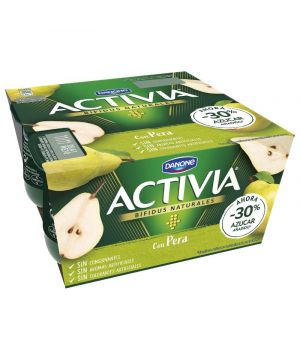 Yogur Danone Activia Con Pera Pack 4 Unds X 120 Grs