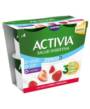 Yogur Danone Activia Triple 0% Fresa Pack-4 X 120 Grs