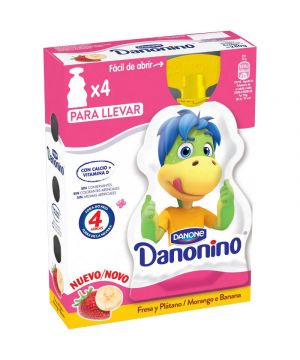 Danonino Pouch De Danone Fresa Y Platano P-4 Unds X 70 Grs