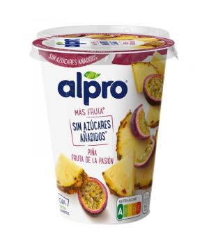 Postre Alpro Soja Piña Fruta Pasion Menos Azucar 400 Grs.